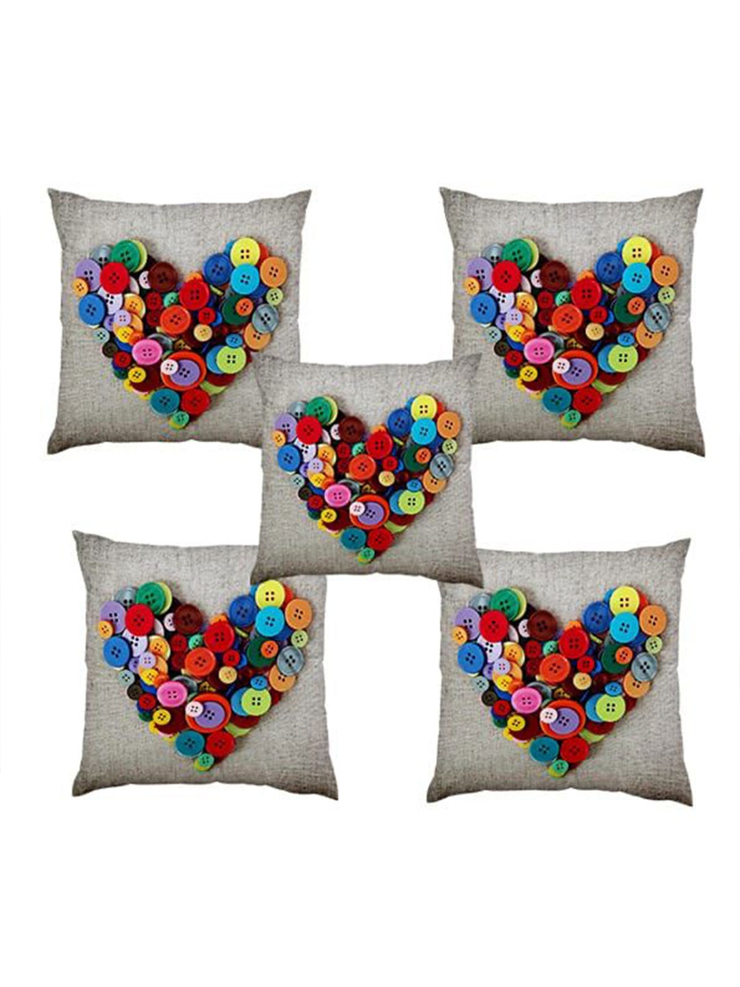 

Bajo's White & Red 5 Pieces Quirky Square Cushion Covers