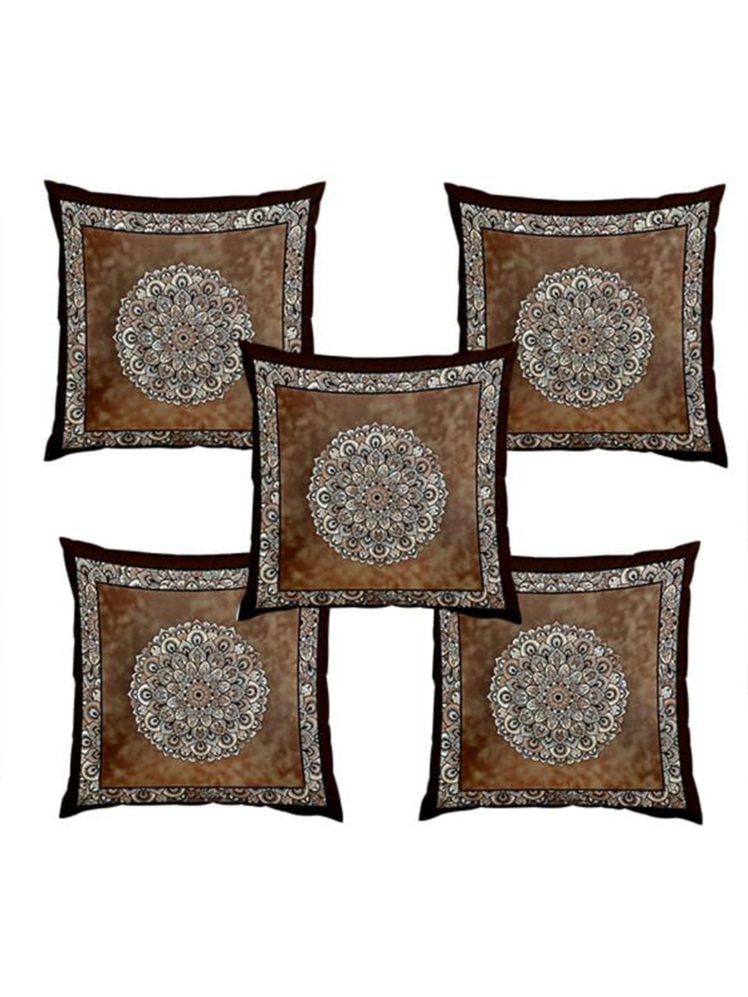 

Bajo's Beige & Black 5 Pieces Floral Square Cushion Covers