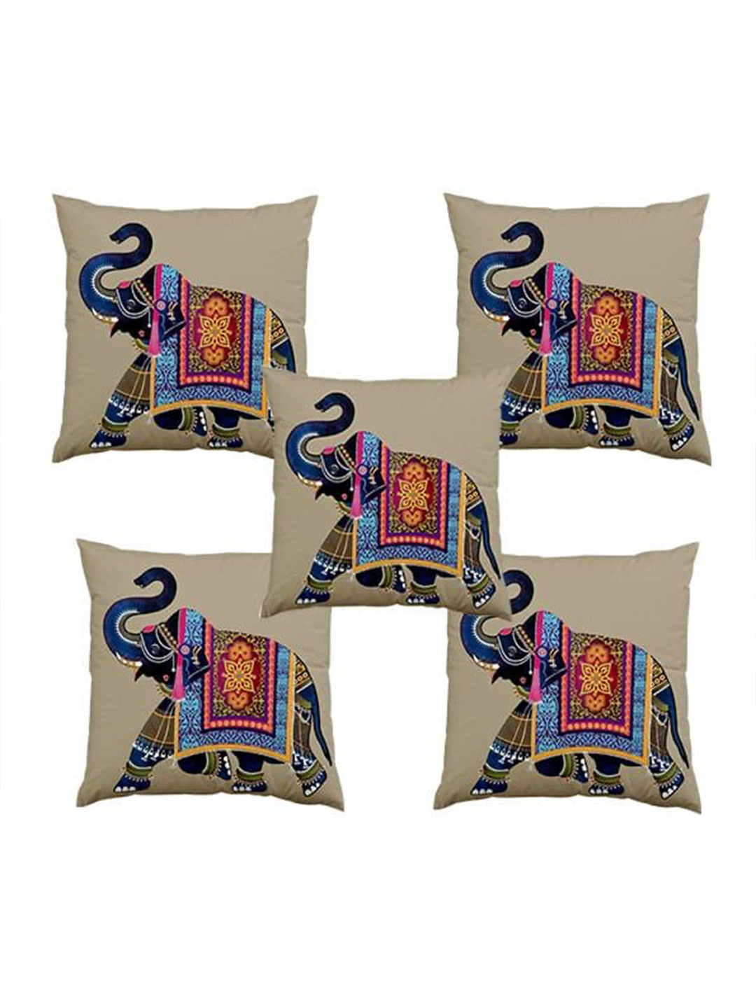 

Bajo's Green & Blue 5 Pieces Ethnic Motifs Square Cushion Covers