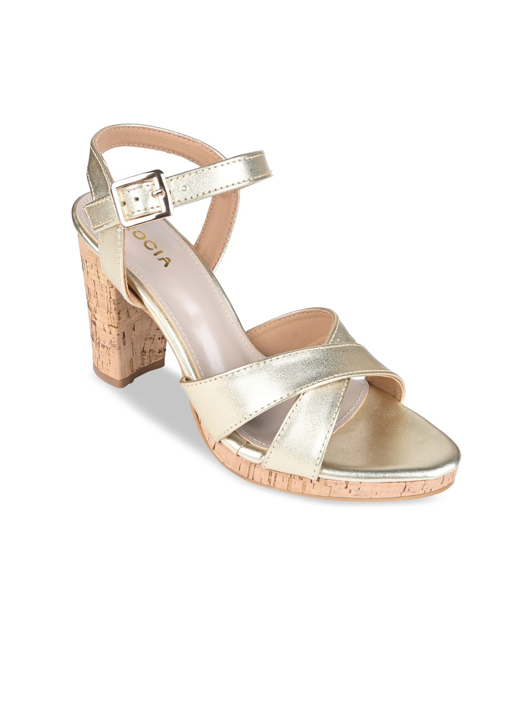 

Rocia Open Toe Block Heels, Gold