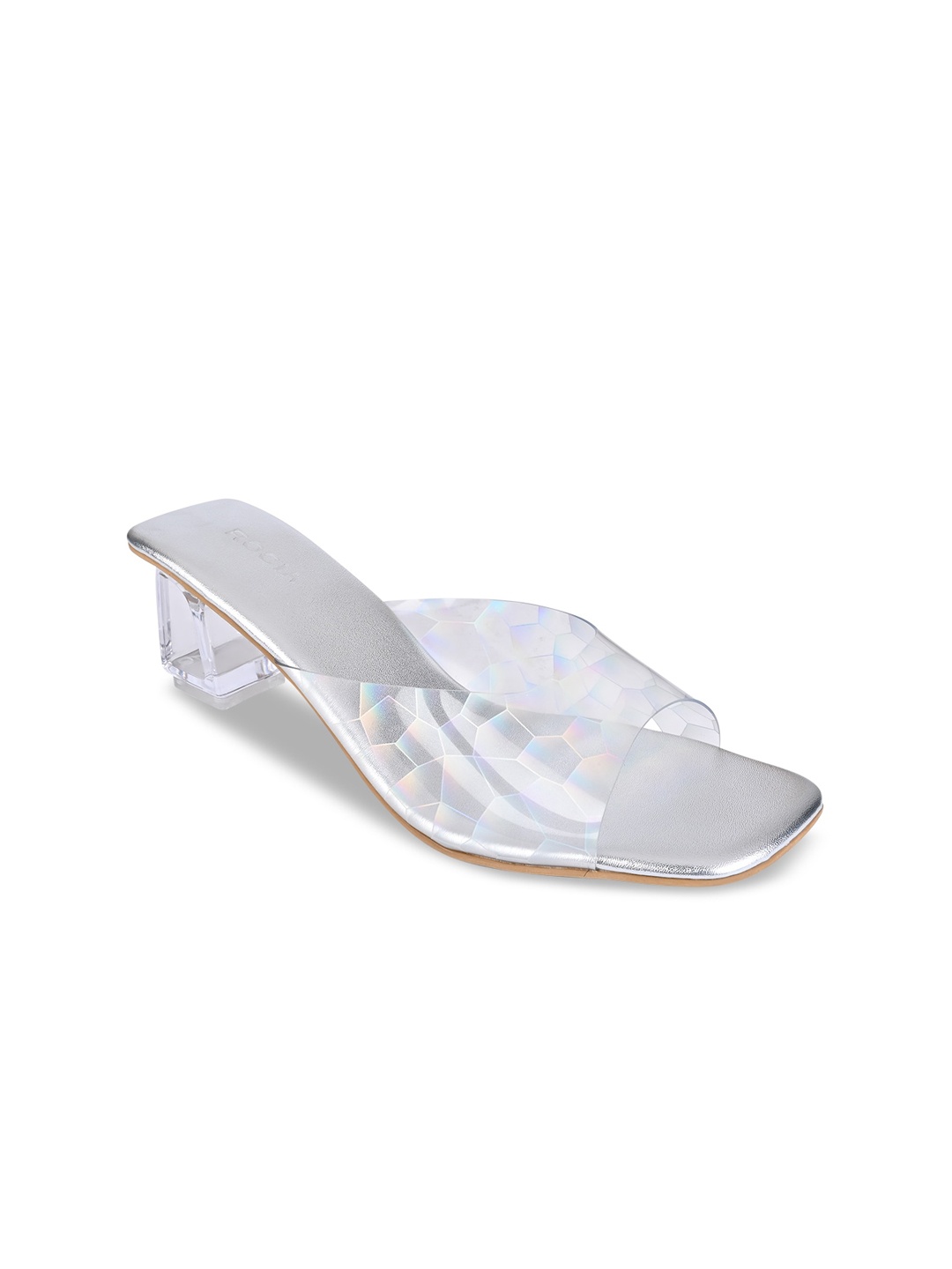 

Rocia Printed Open Toe Block Heels, Silver