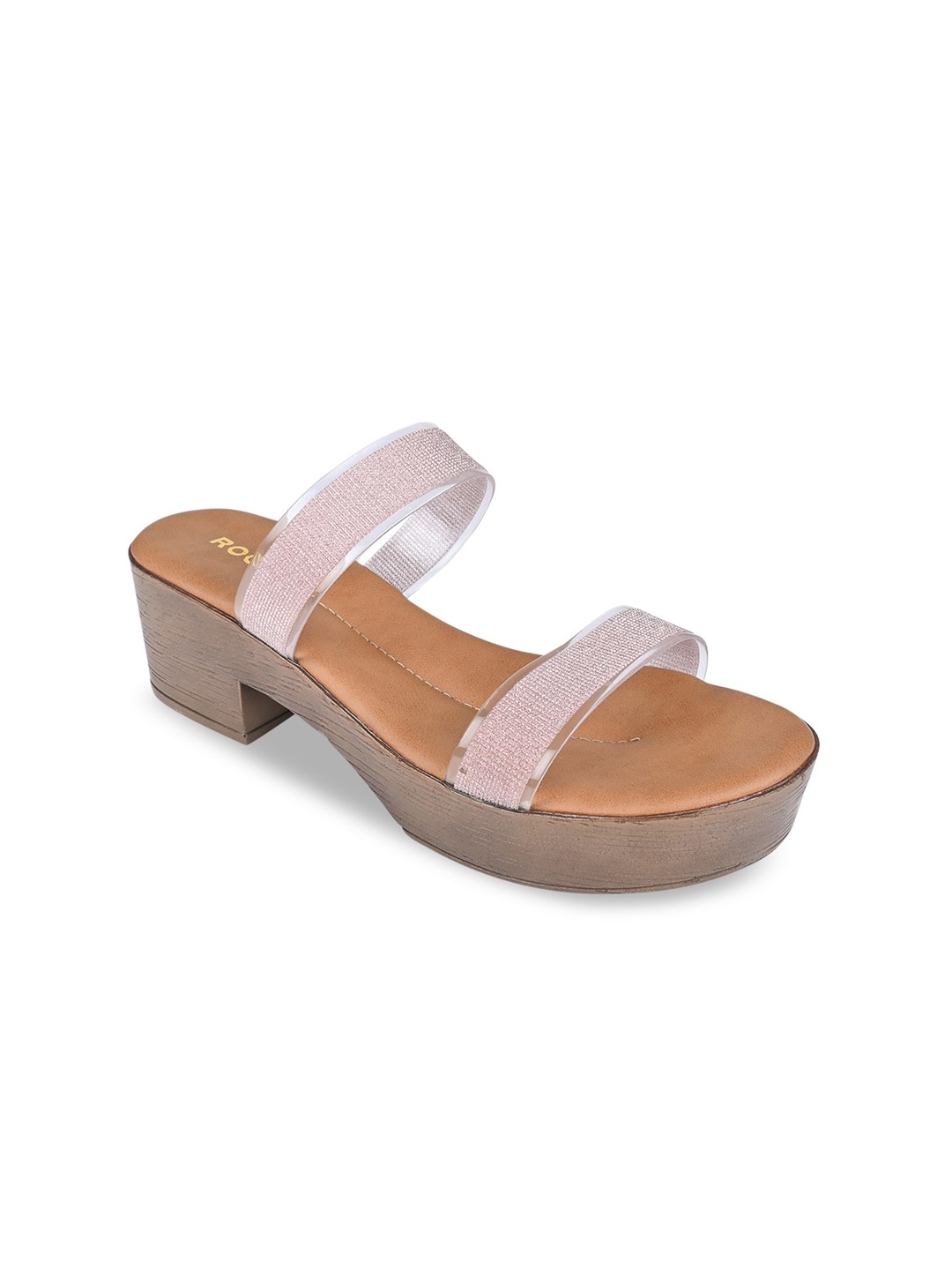 

Rocia Embellished Open Toe Platform Heels, Rose gold