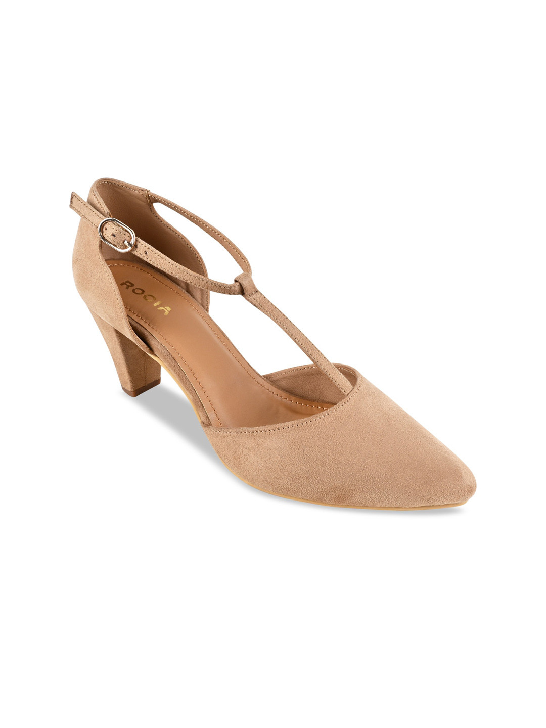 

Rocia Pointed Toe Block Heel Pumps, Beige