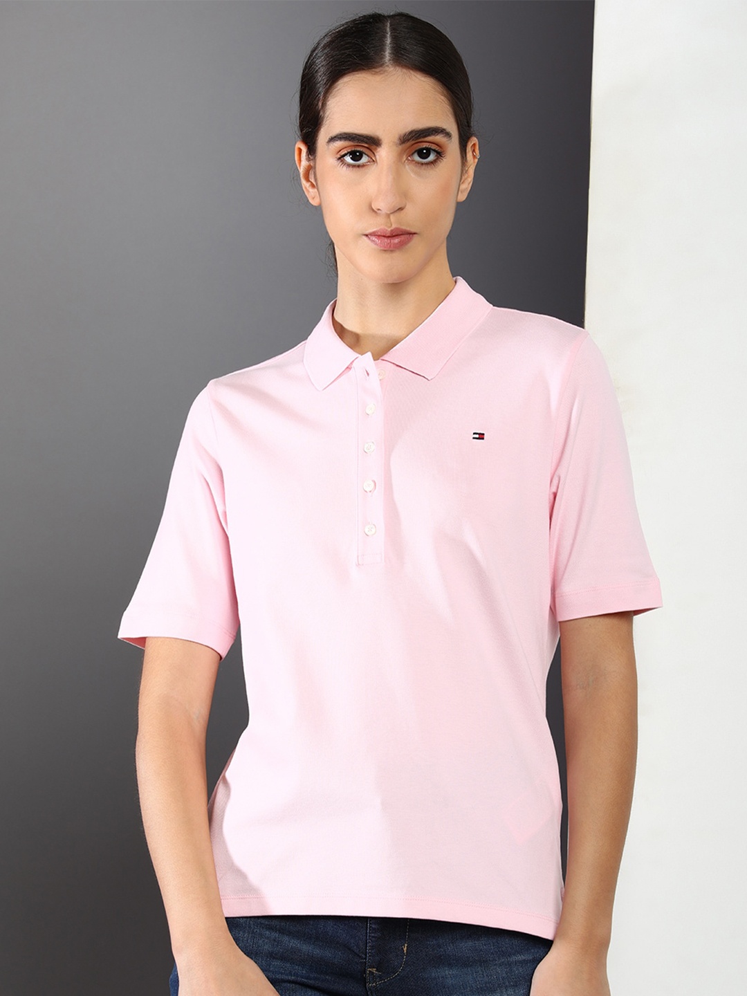 

Tommy Hilfiger Polo Collar Organic Cotton T-shirt, Pink