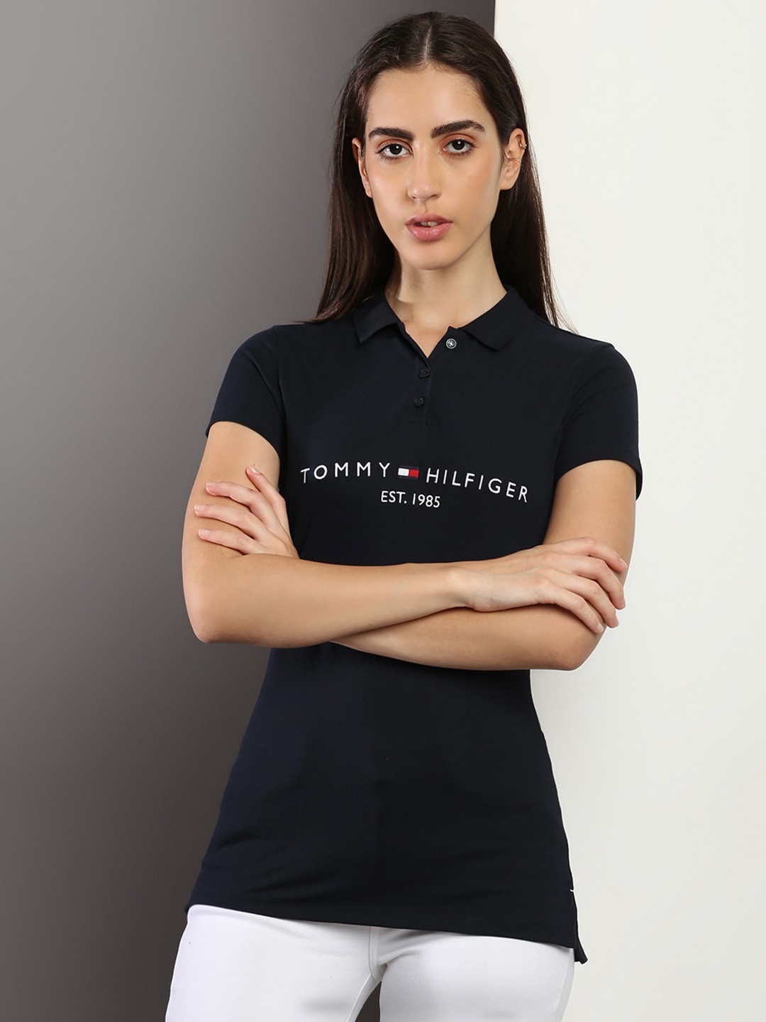

Tommy Hilfiger Typography Polo Collar Slim Fit T-shirt, Navy blue