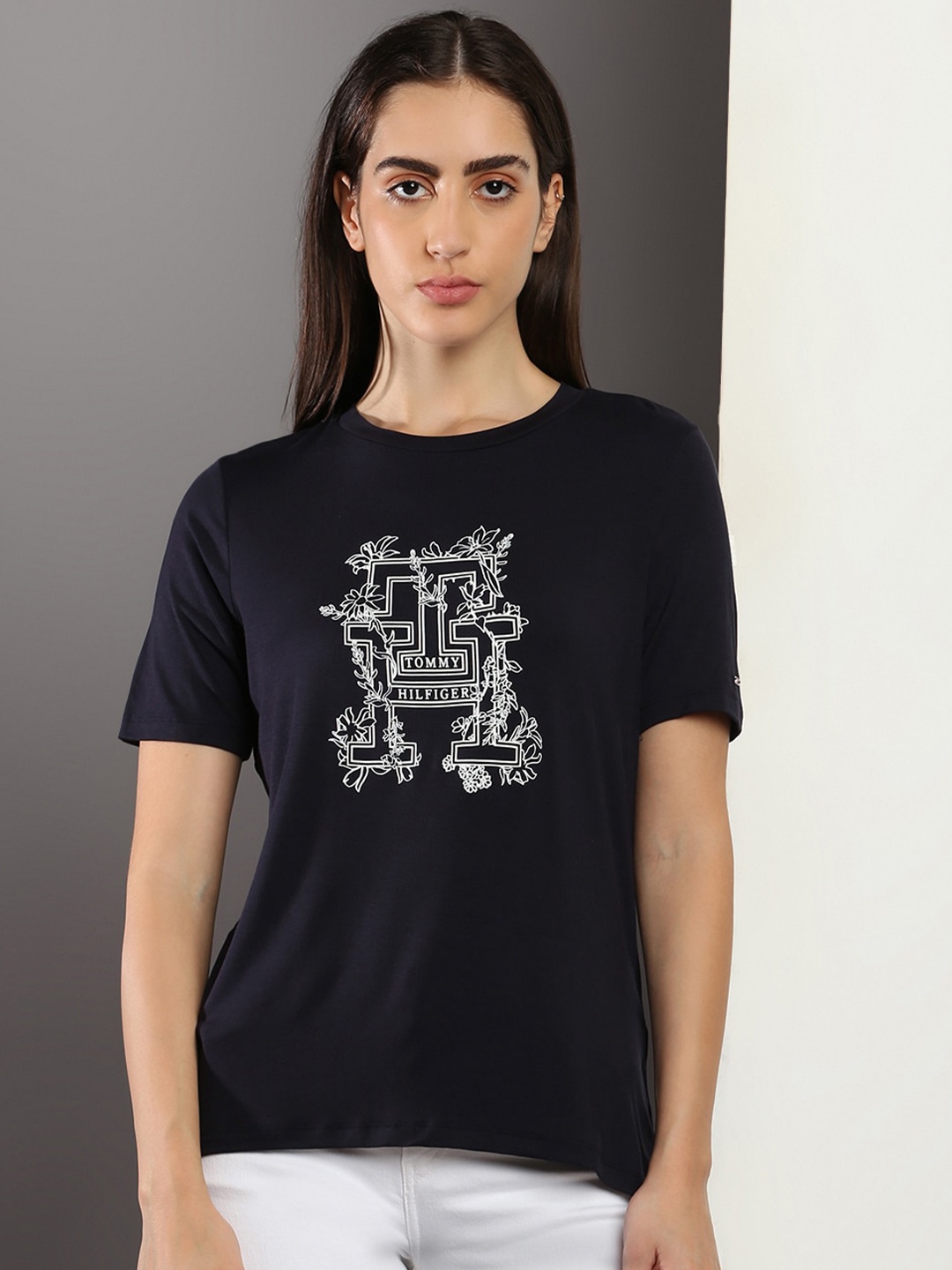 

Tommy Hilfiger Typography Printed T-shirt, Black