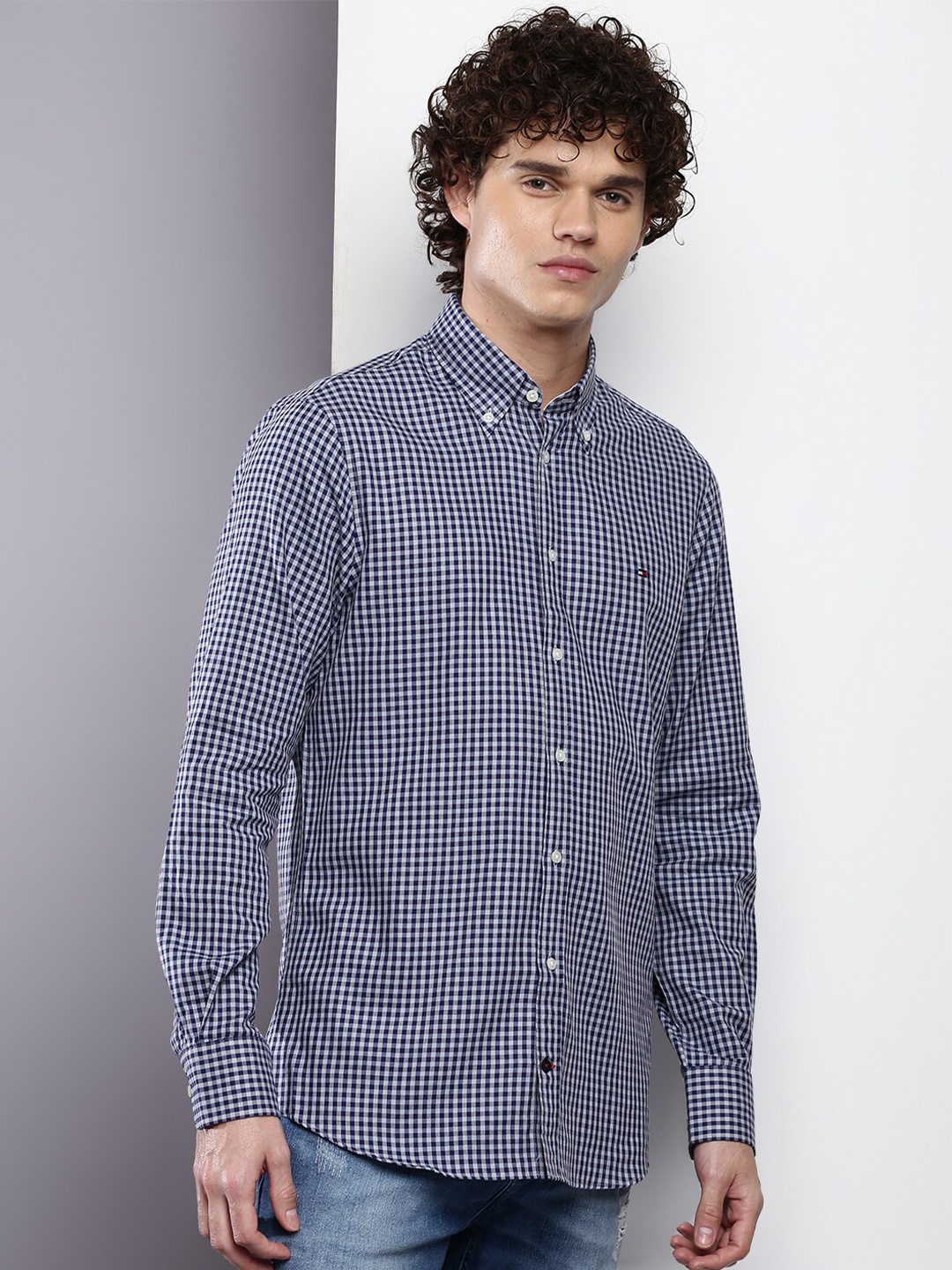 

Tommy Hilfiger Micro Checked Slim Fit Casual Shirt, Blue