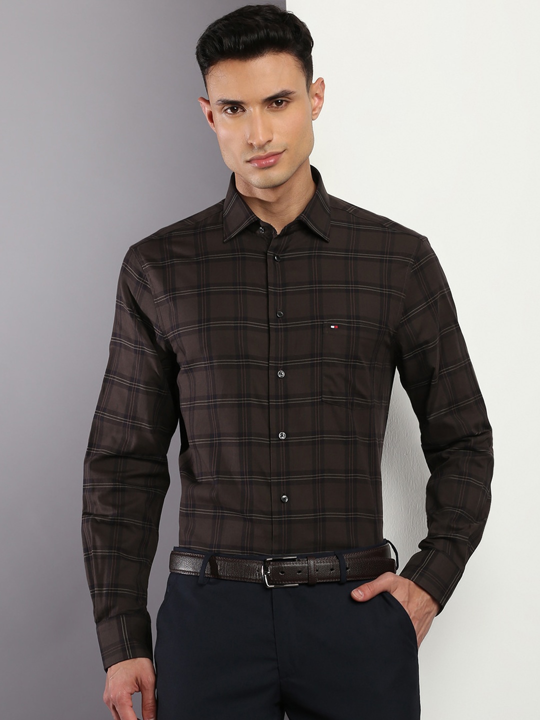 

Tommy Hilfiger Tartan Checked Formal Shirt, Brown