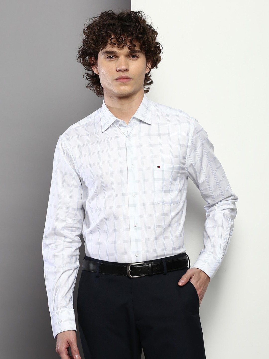 

Tommy Hilfiger Grid Tattersall Checks Cotton Formal Shirt, White