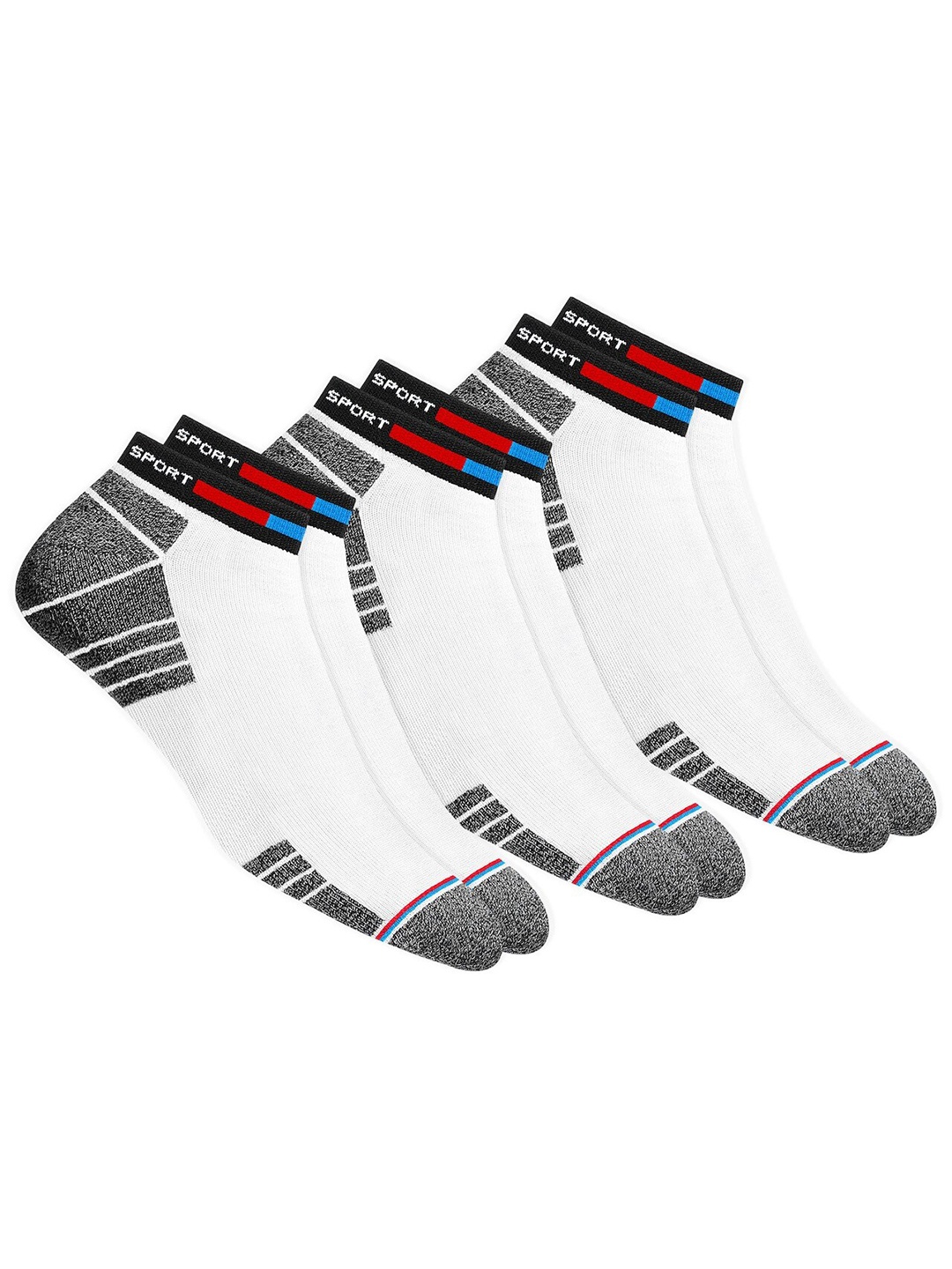 

NAVYSPORT Men Pack Of 3 Patterned Ankle Length Cotton Socks, White