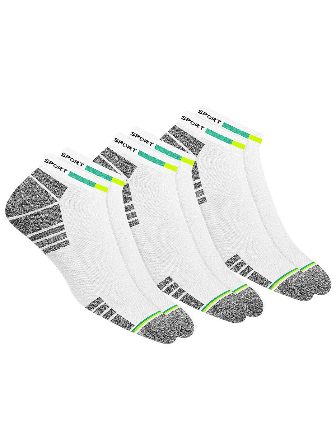 

NAVYSPORT Men Pack Of 3 Patterned Ankle Length Cotton Socks, White