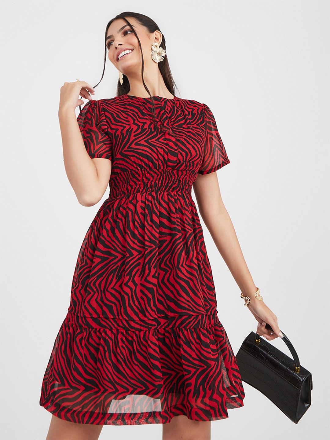 

Styli Red Animal Dress