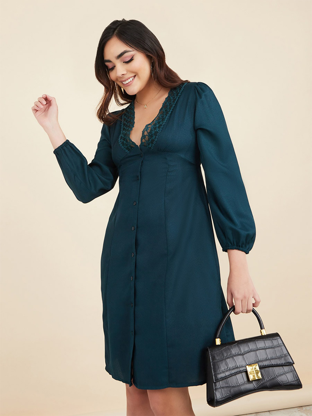 

Styli Teal A-Line Dress