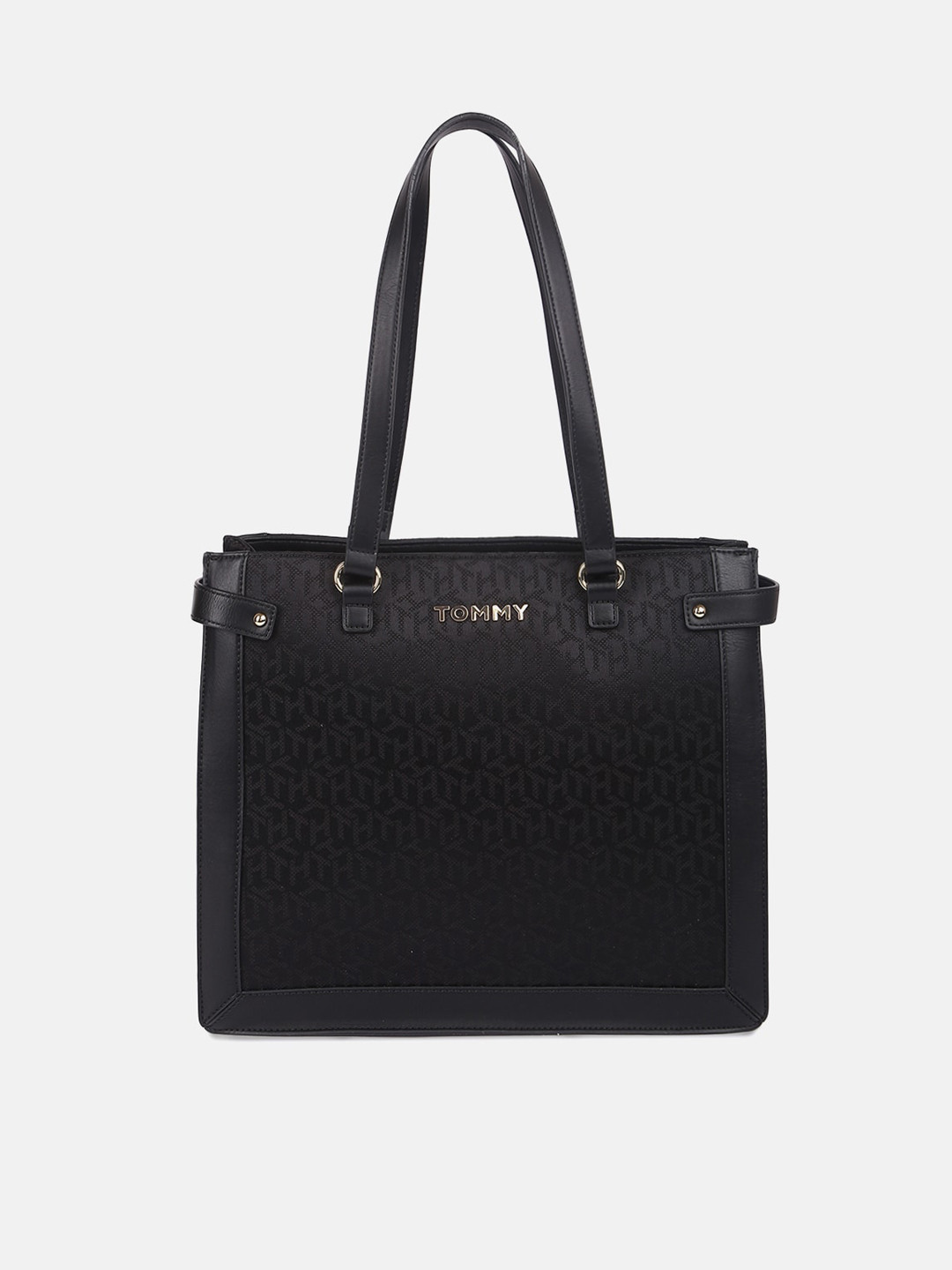 

Tommy Hilfiger Oversized Structured Shoulder Bag with Quilted, Black