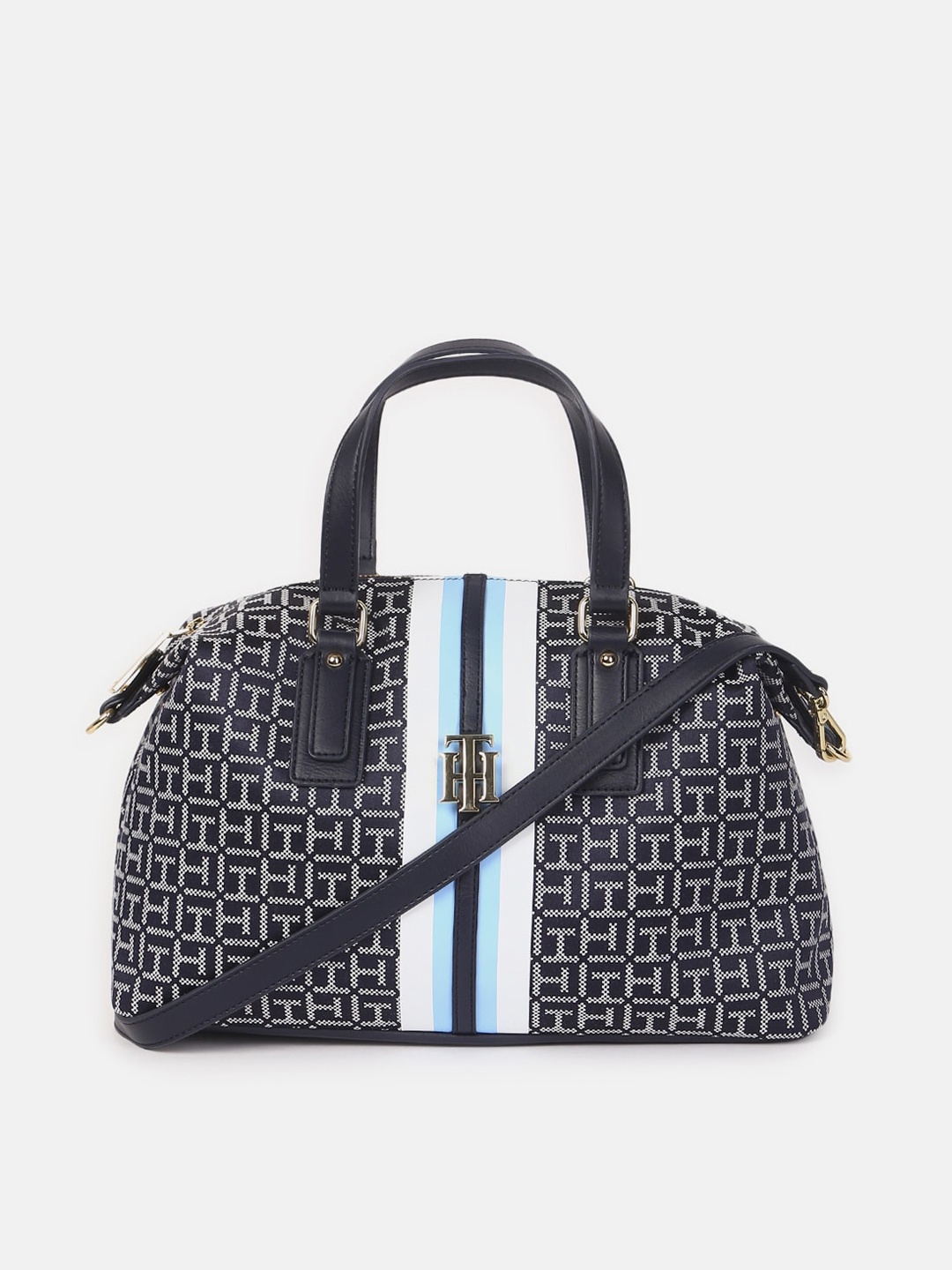 

Tommy Hilfiger Printed Structured Handheld Bag, Navy blue