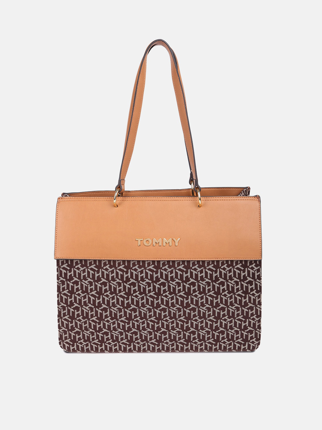 

Tommy Hilfiger Textured Structured Shoulder Bag, Brown