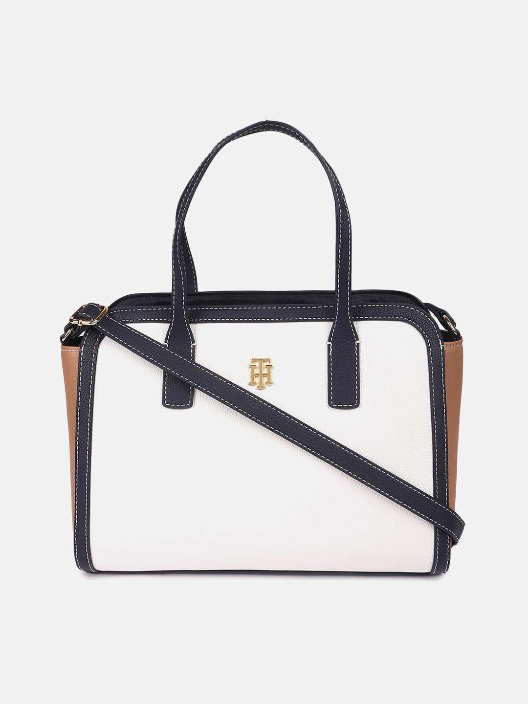 

Tommy Hilfiger Colourblocked Structured Handheld Bag, Beige