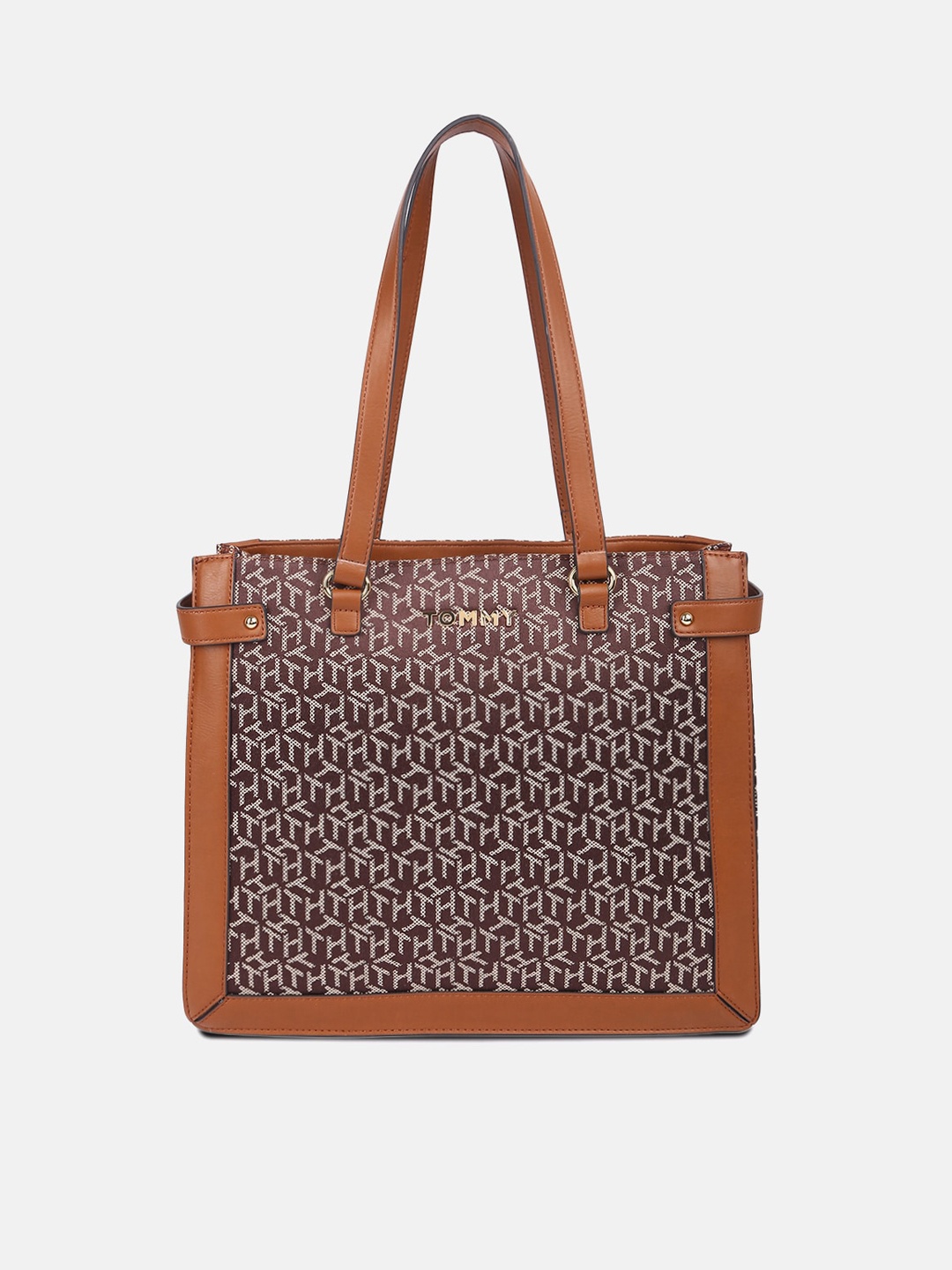 

Tommy Hilfiger Geometric Printed Structured Tote Bag, Brown