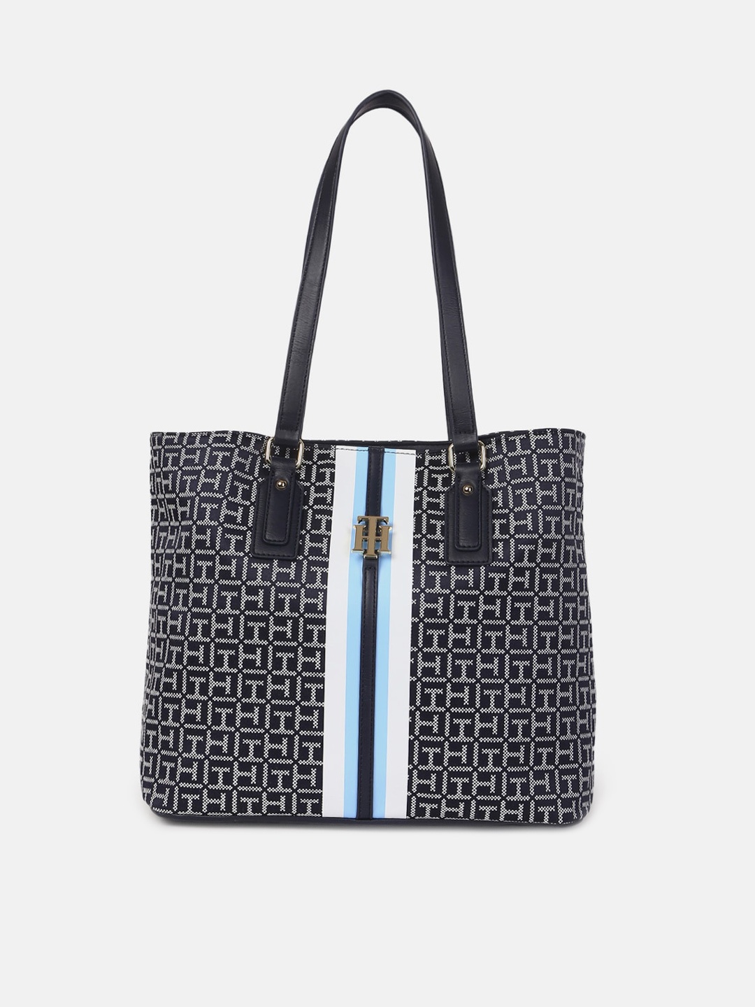 

Tommy Hilfiger Geometric Printed Structured Tote Bag, Blue