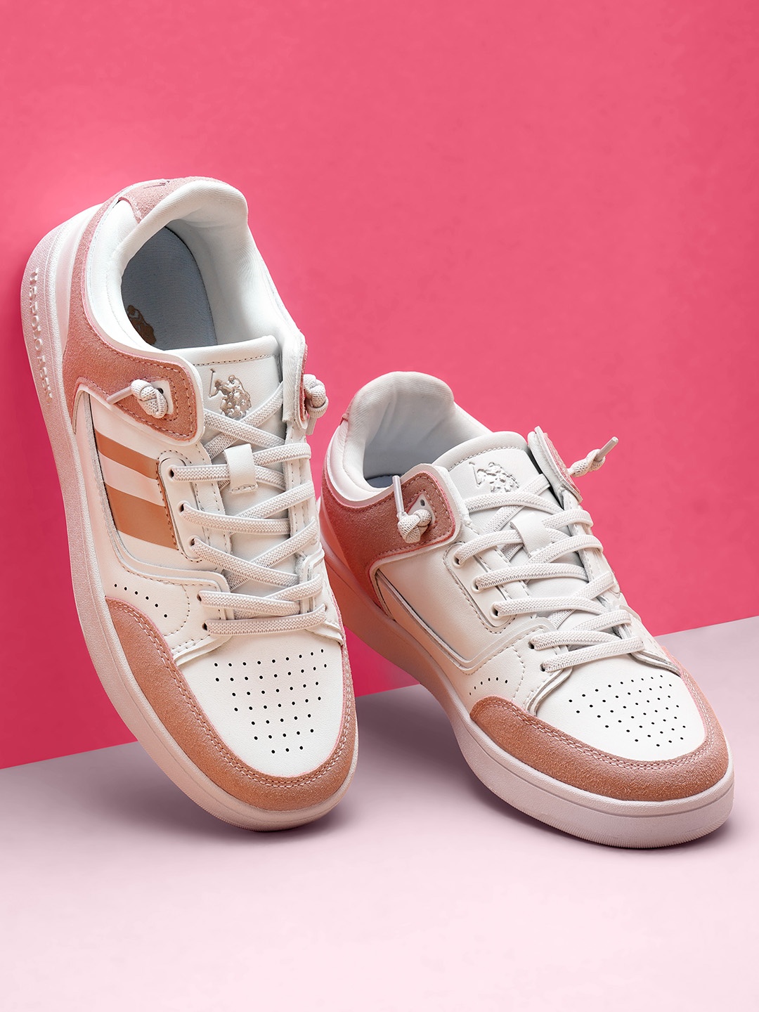 

U.S. Polo Assn. Women Colourblocked Perforated Sneakers, White