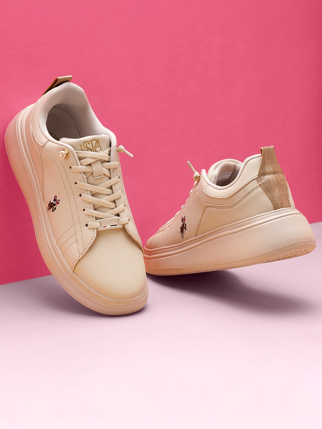 

U.S. Polo Assn. Women Lace-Up Sneakers, Nude