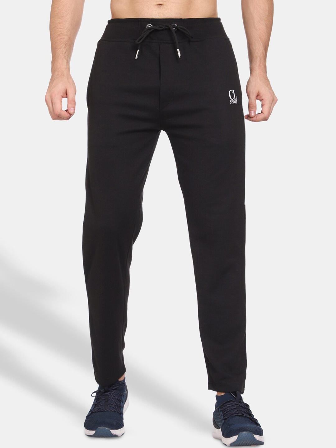 

CL SPORT BY CARLTON LONDON Men Cotton Regular Fit Track Pants, Black