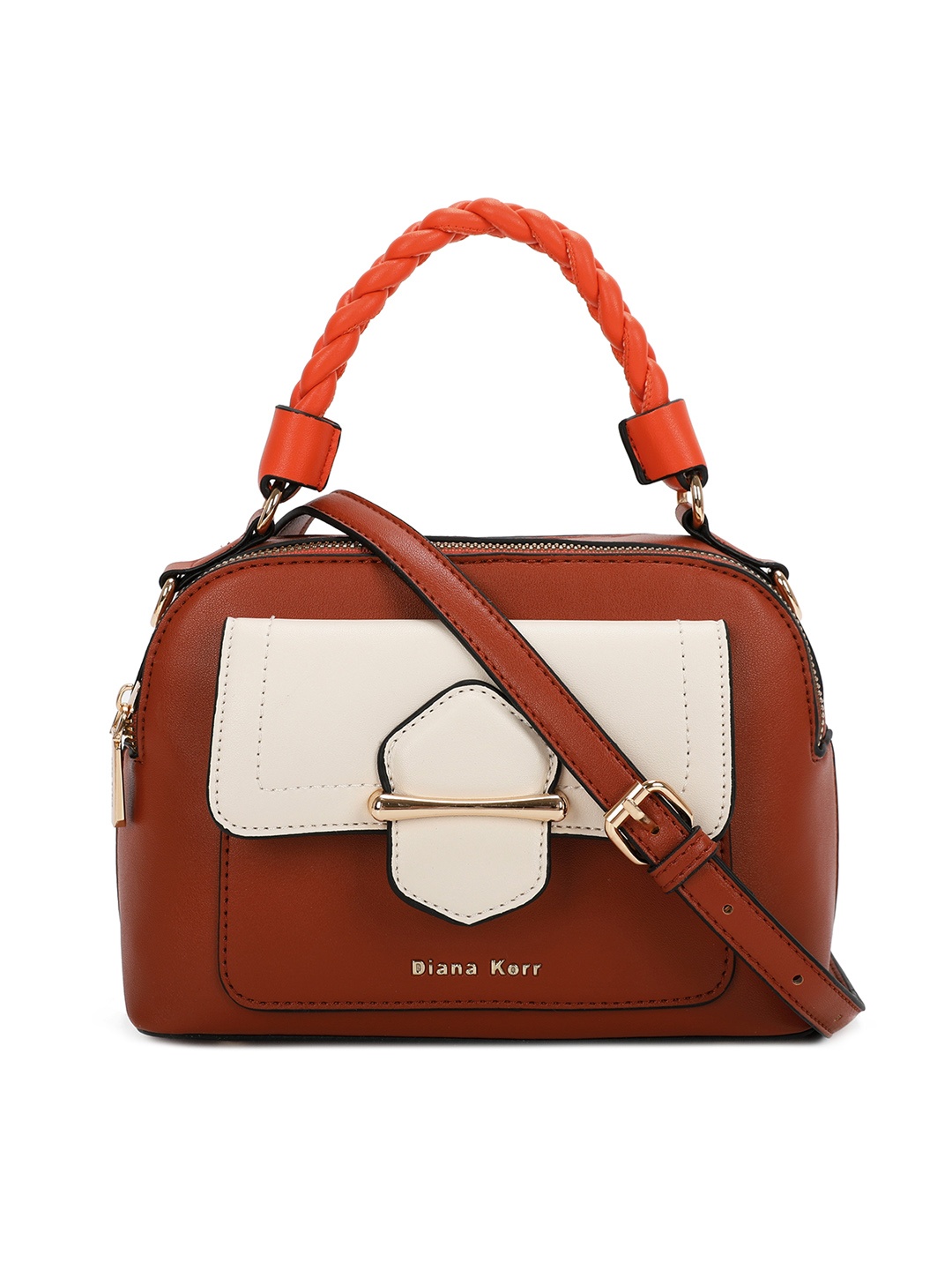 

Diana Korr Colourblocked Structured Sling Bag, Tan