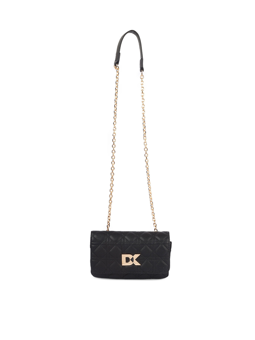

Diana Korr Black Textured PU Structured Sling Bag with Quilted