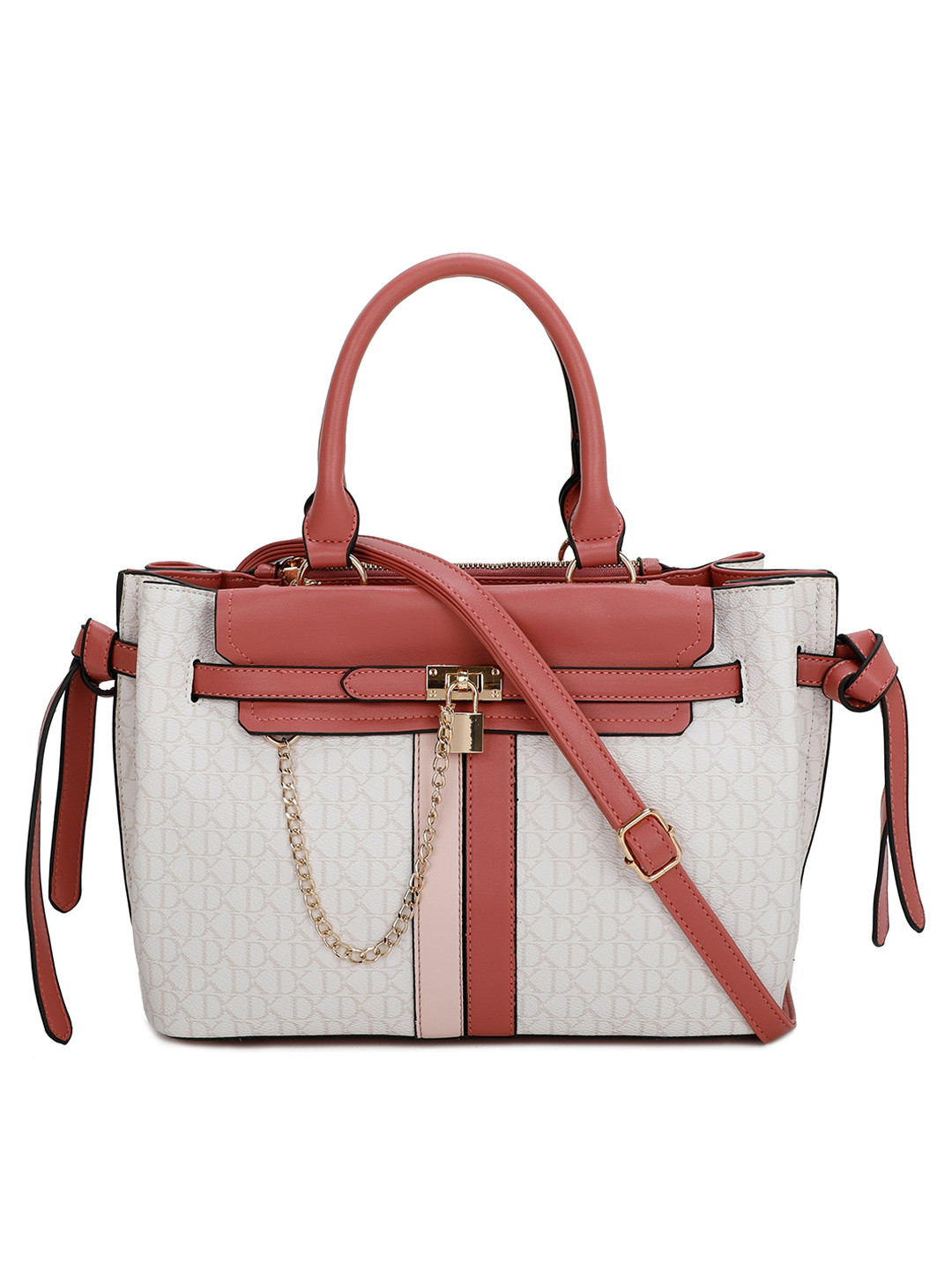 

Diana Korr Textured PU Structured Handheld Bag with Tasselled, Pink