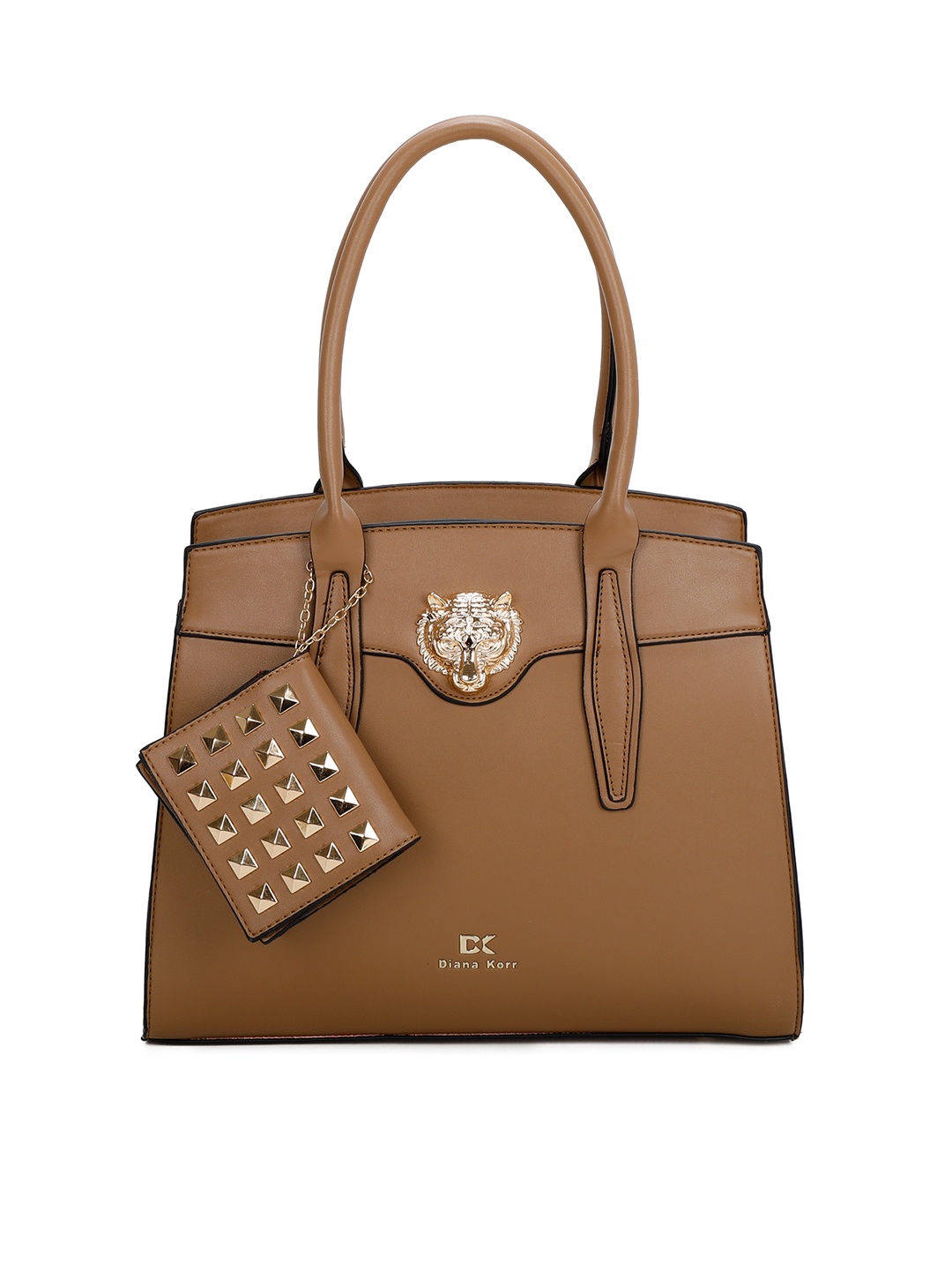 

Diana Korr PU Structured Handheld Bag with Applique, Khaki