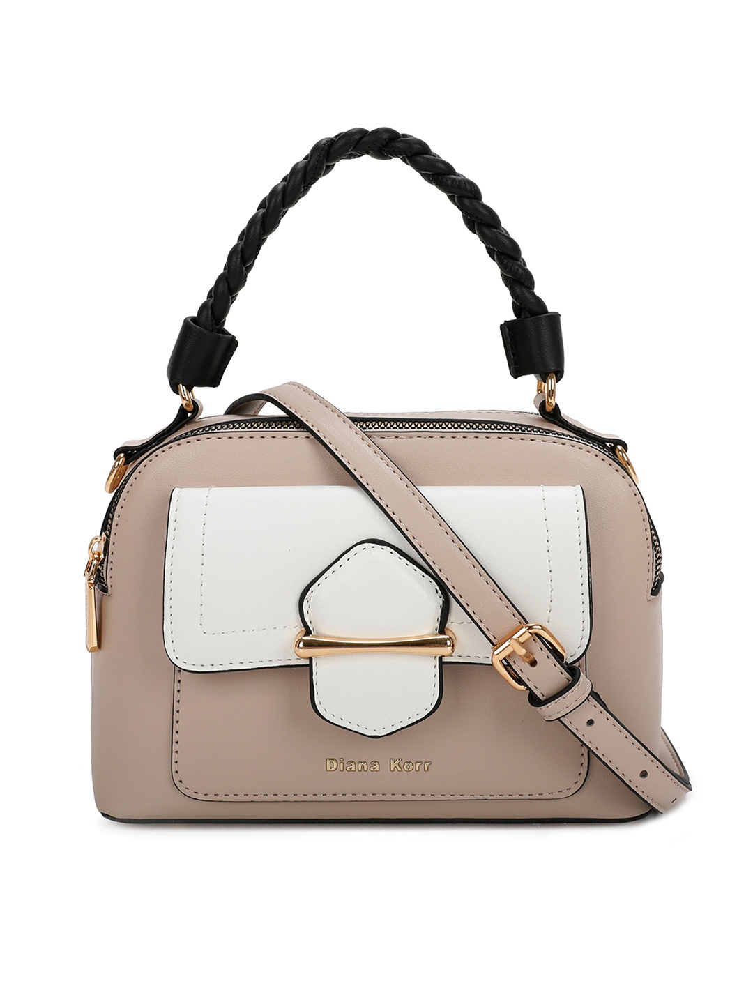 

Diana Korr Colourblocked PU Structured Handheld Bag, Beige