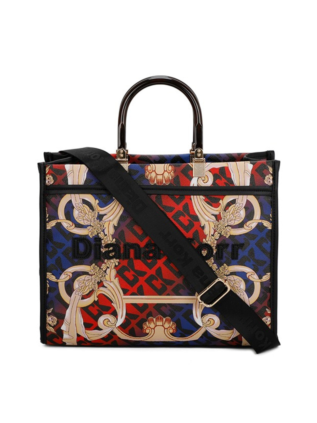 

Diana Korr Detachable Sling Strap Graphic Printed Shopper Handheld Bag, Red