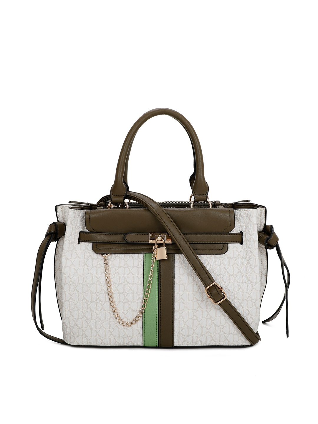 

Diana Korr Detachable Sling Strap Printed Bucket Satchel Handbag, Green