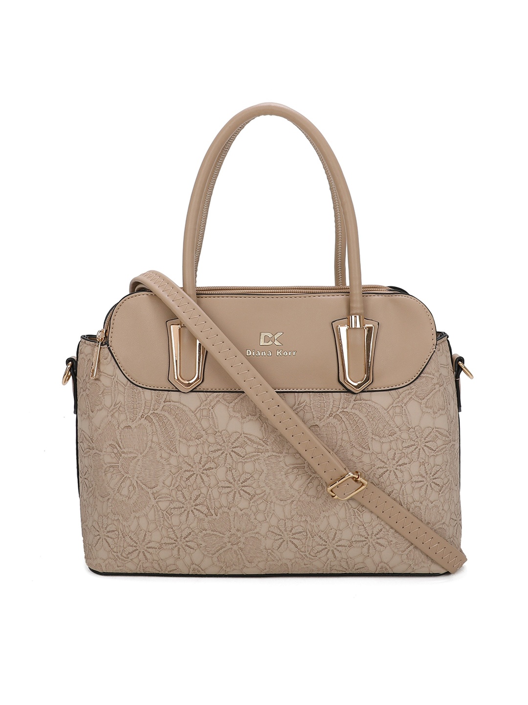 

Diana Korr Floral Textured Structured Handheld Bag, Beige