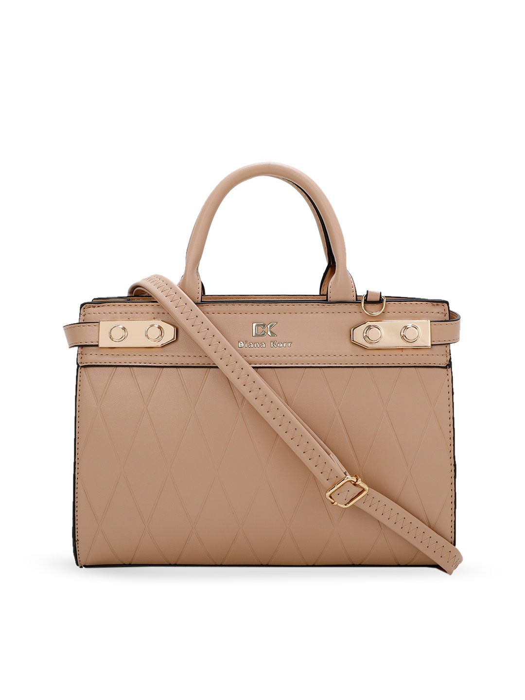 

Diana Korr Textured Quilted PU Structured Handheld Bag, Beige