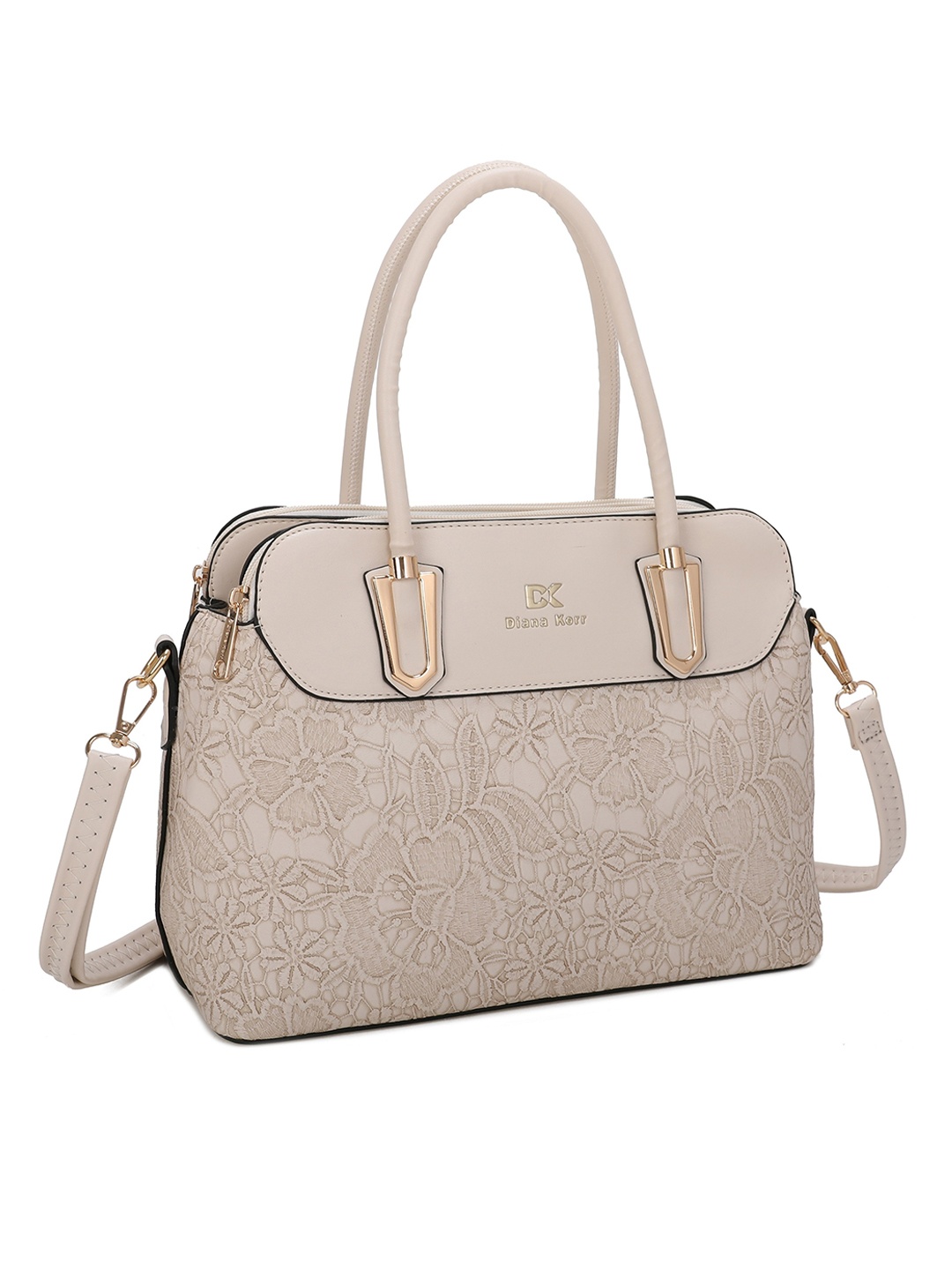 

Diana Korr Textured PU Structured Handheld Bag, Off white