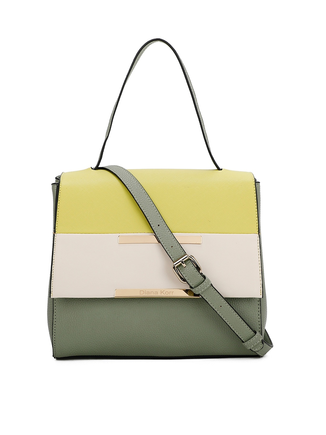 

Diana Korr Colourblocked Structured Satchel Bag, Green