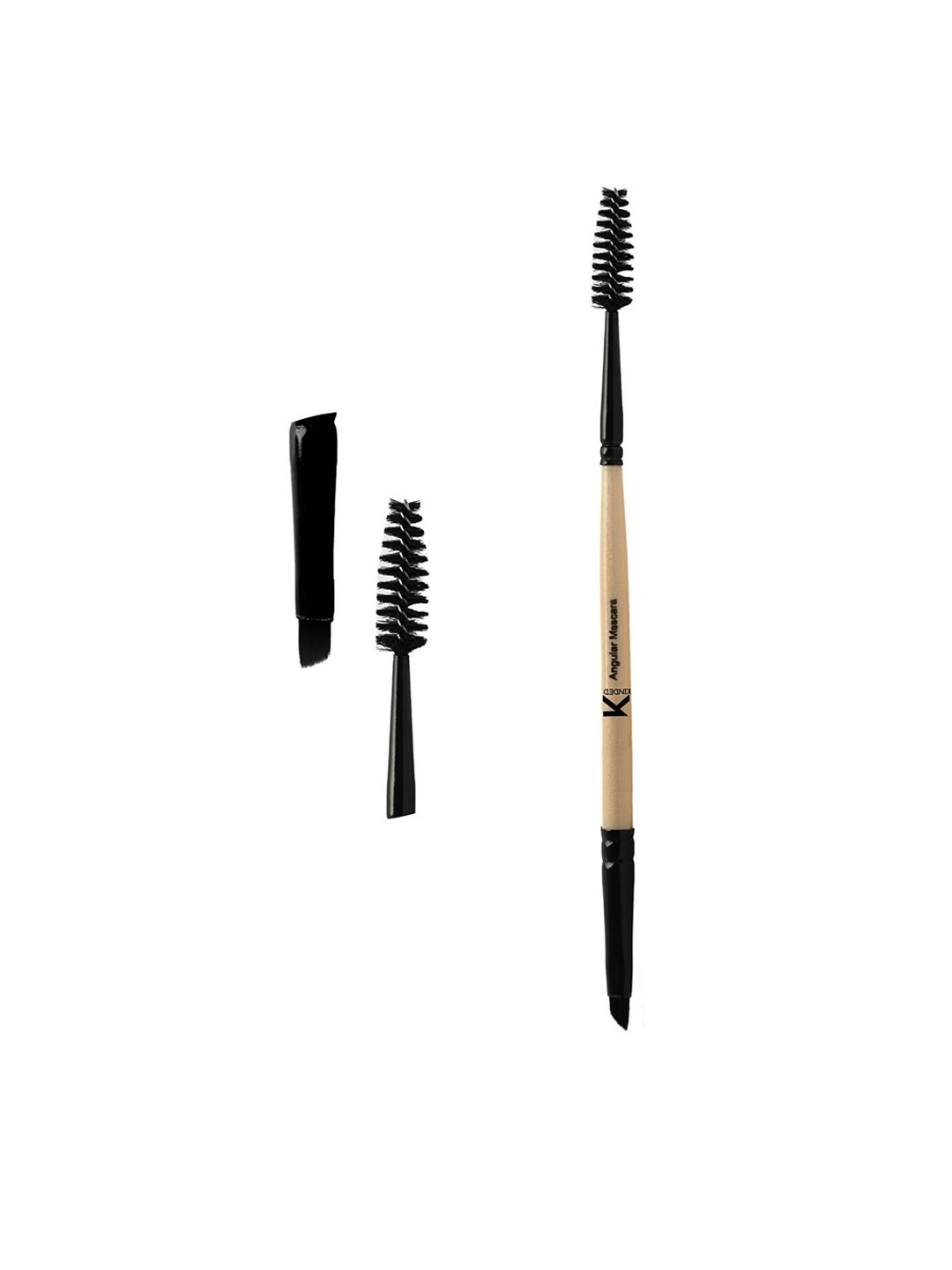 

KINDED 2 in 1 Natural Wooden Handle Mascara & Angular Makeup Brush, Black