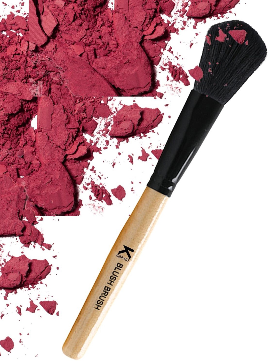 

KINDED Natural Wooden Handle Blush Makeup Brush, Black