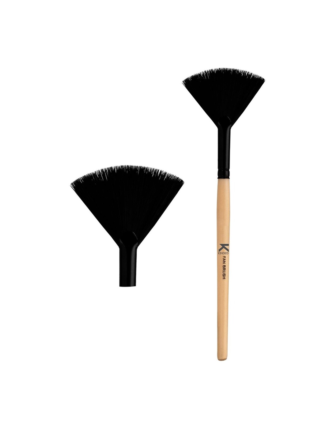 

KINDED Natural Wooden Fan Makeup Brush, Black