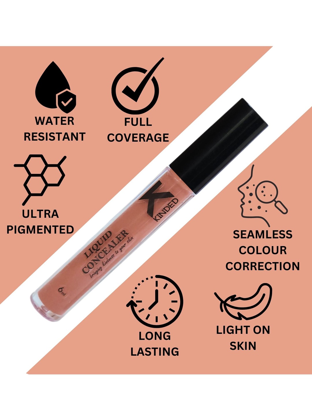 

KINDED Set of 2 Full-Coverage Creamy Matte Liquid Concealer - 6ml Each, White