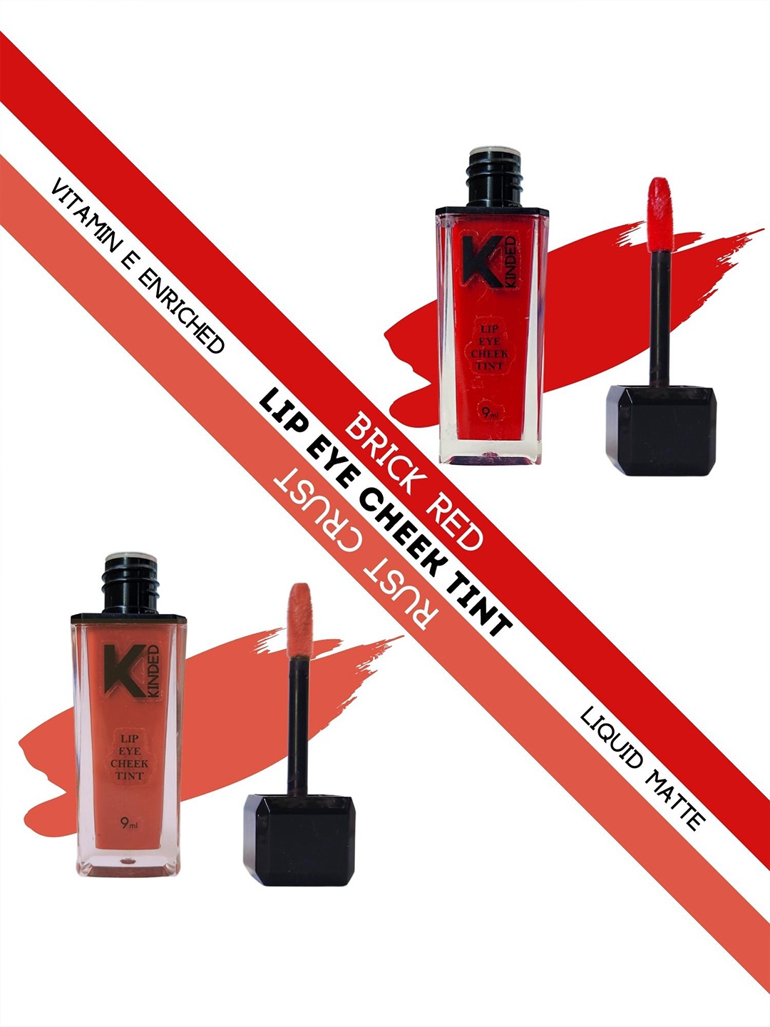 

KINDED Set of 2 Lip Eye Cheek Tint with Vitamin E - Brick Red 04 & Rust Crust 05