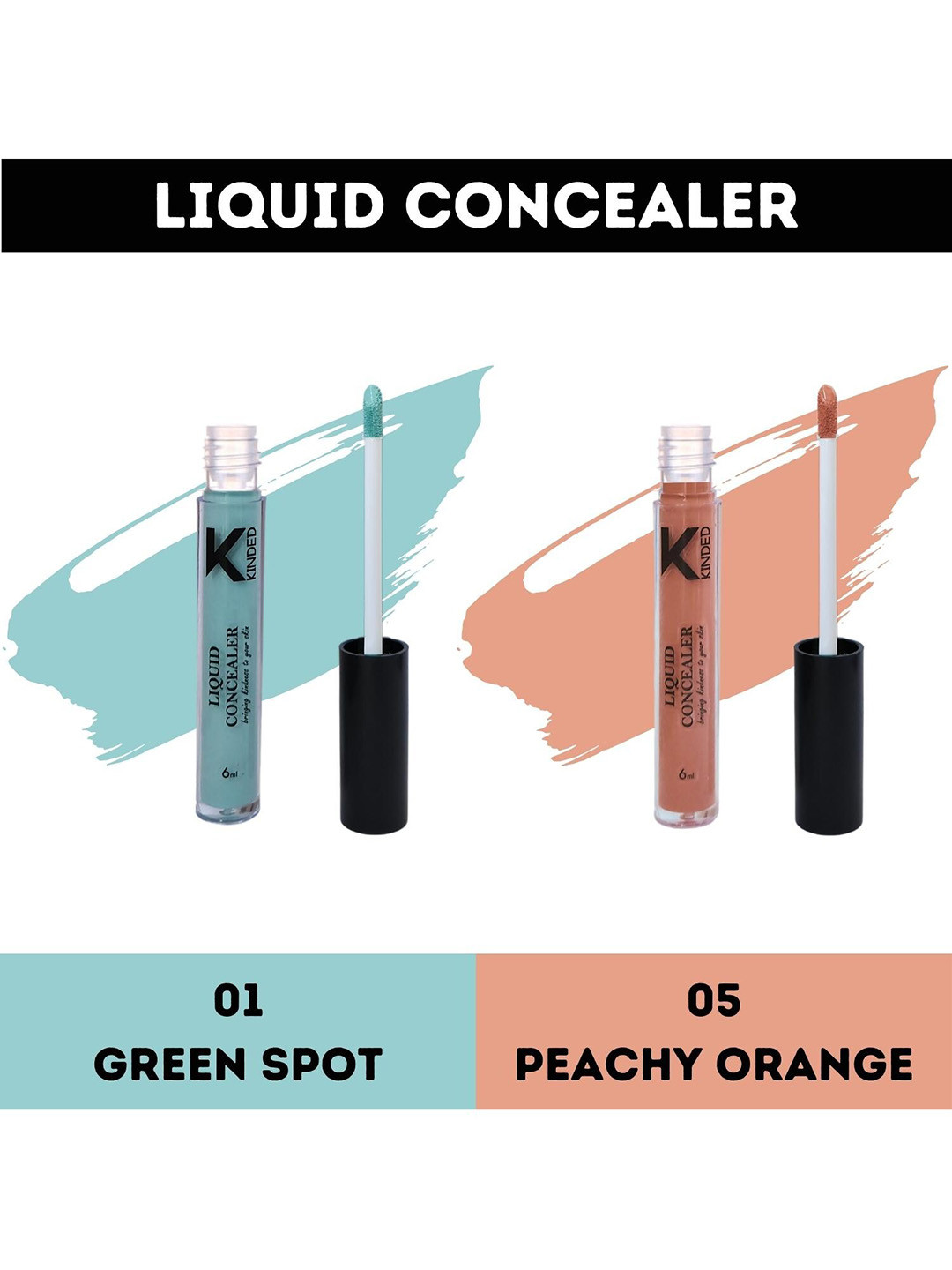 

KINDED Set of 2 Full-Coverage Creamy Matte Liquid Concealer - 6ml Each, Green