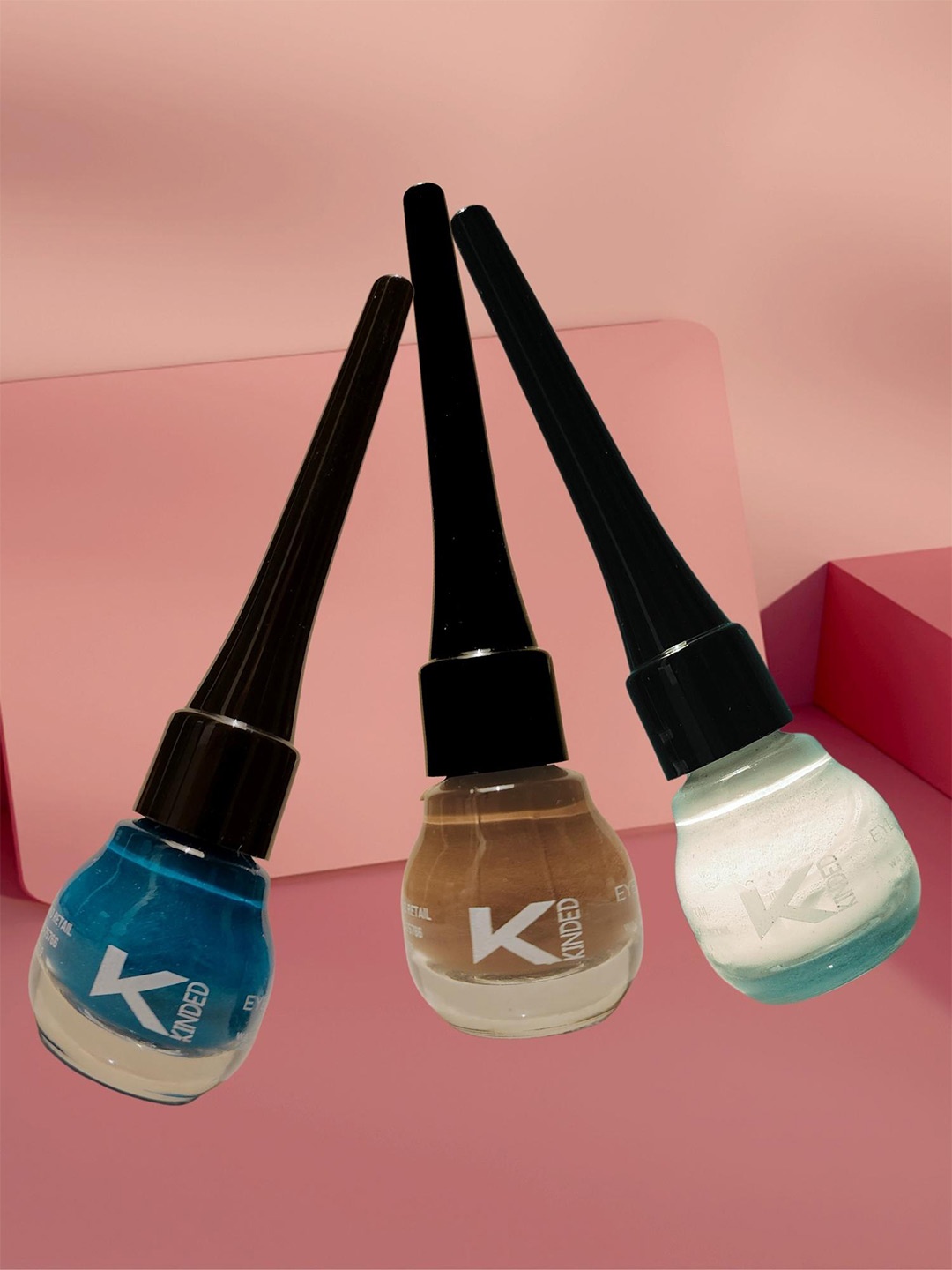 

KINDED Set of 3 Smudge-Proof & Water Resistant Matte Liquid Eye Liners 5 ml Each- Teal Green - Camel Brown - White Pearl