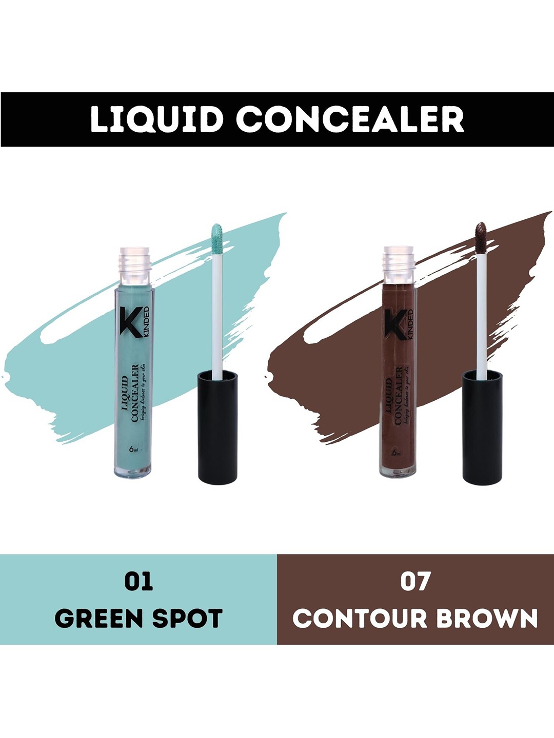 

KINDED Set Of 2 Full Coverage & Long Lasting Liquid Concealer-6 ml Each, Brown
