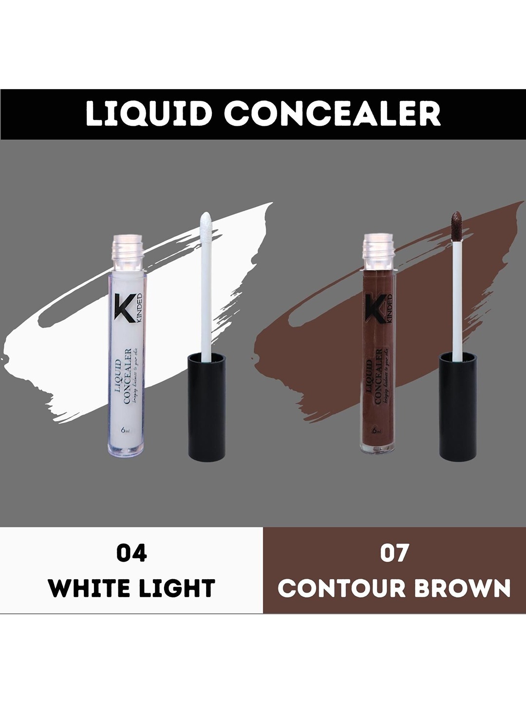 

KINDED Set Of 2 Full Coverage & Long Lasting Liquid Concealer-6 ml Each, White