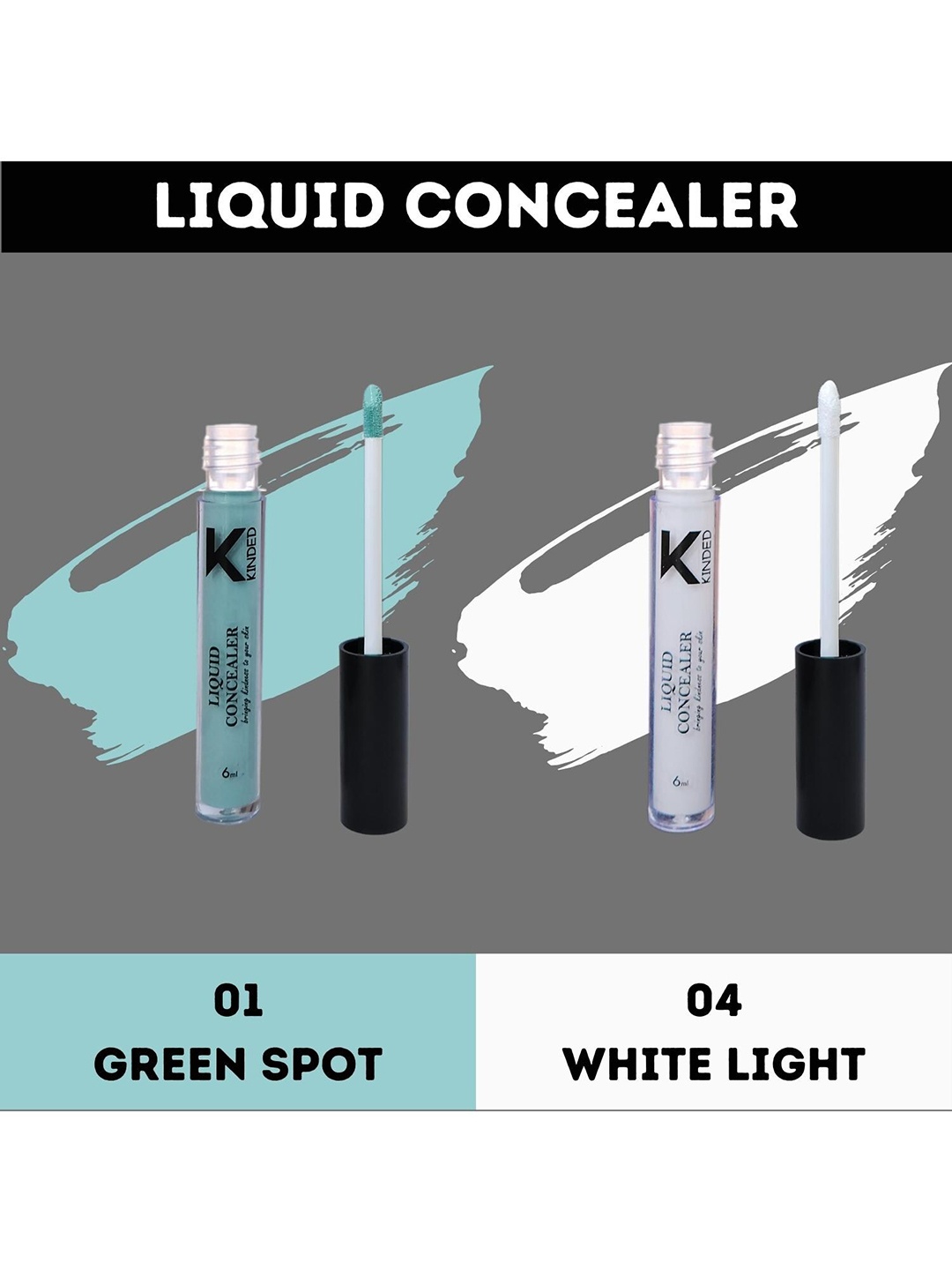 

KINDED Set Of 2 Full Coverage & Long Lasting Liquid Concealer-6 ml Each, Green