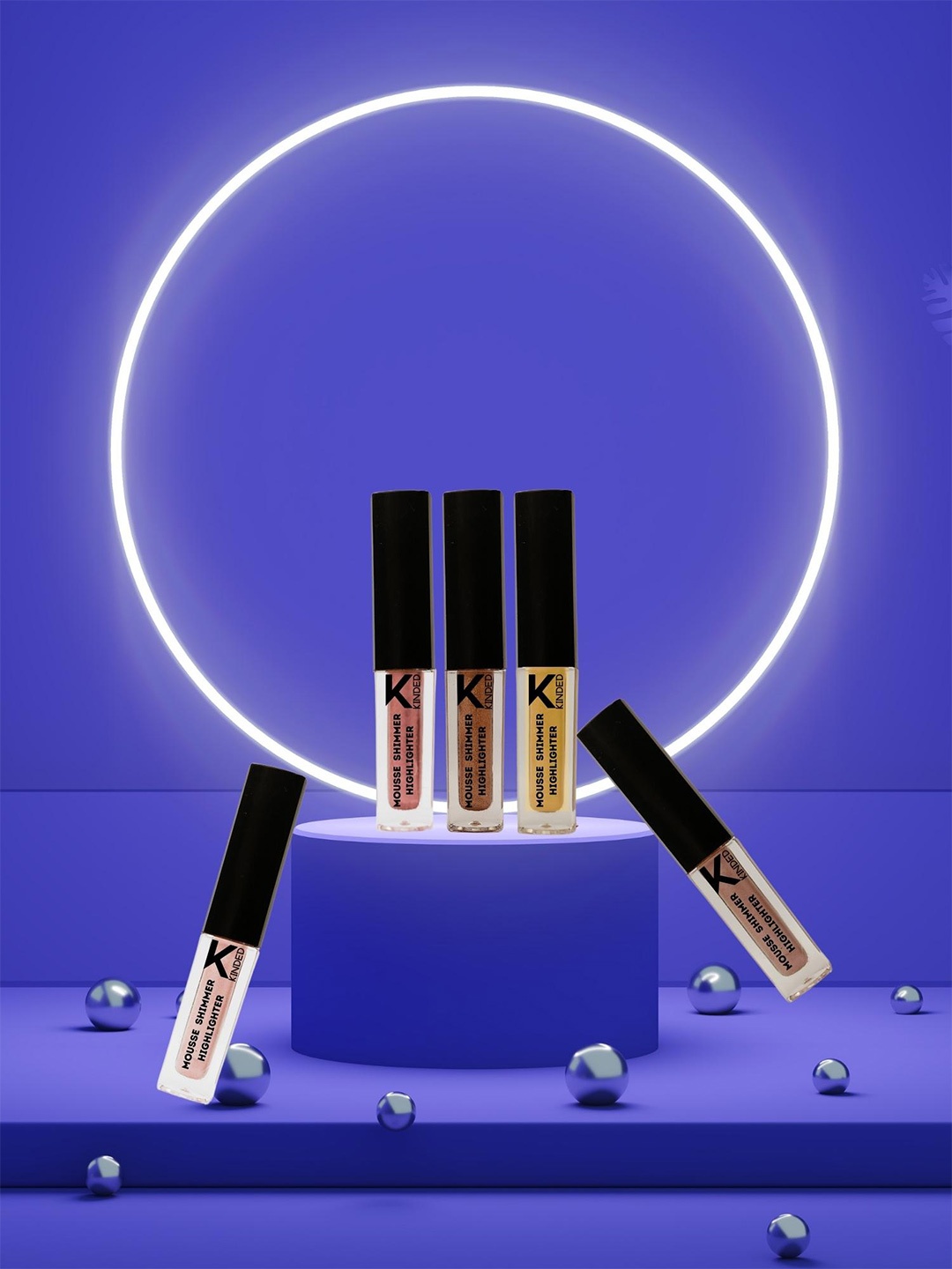 

KINDED Set Of 5 Mousse Shimmer Liquid Highlighter 3 ml Each - 01, 02, 03, 04, 05, Nude