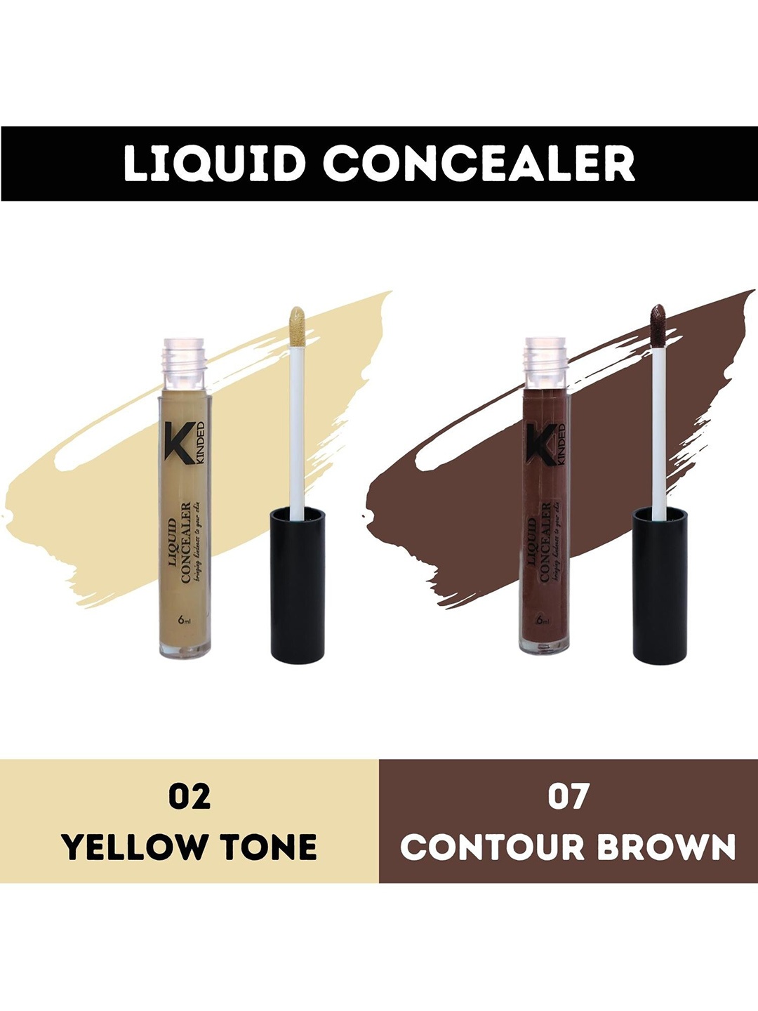 

KINDED Set Of 2 Full Coverage Liquid Concealers- 6 ml Each, Yellow