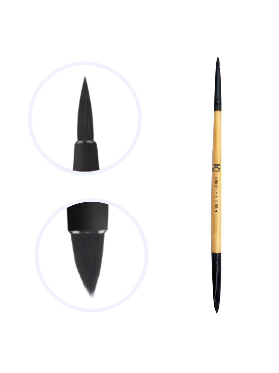 

KINDED Natural Wooden 2 in 1 Lipliner & Lipfiller Makeup Brush, Black